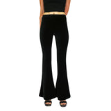 Black Plain Velvet Flares