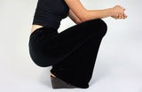 Black Plain Velvet Flares