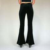 Black Plain Velvet Flares