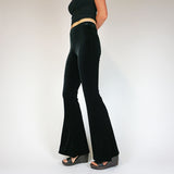 Black Plain Velvet Flares