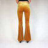 ダークゴールデンマスタードプレーンベルベットフレア