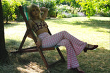 *Gingham Flares in Cotton Candy Pink Velvet*