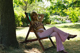 *Gingham Flares in Cotton Candy Pink Velvet*
