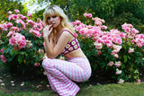 *Gingham Flares in Cotton Candy Pink Velvet*