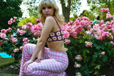 *Gingham Flares in Cotton Candy Pink Velvet*