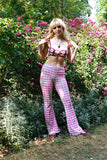 *Gingham Flares in Cotton Candy Pink Velvet*