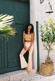 Gingham Flares in Buttercup Yellow Velvet