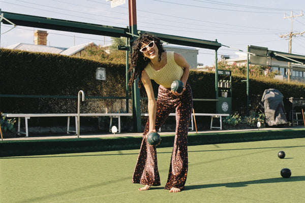 Clover Flares - Golden Brown Velvet