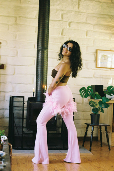 Ribbed Flares in Pink - Recycled Fabric