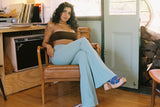 Ribbed Flares in Sage Green- Recycled Fabric