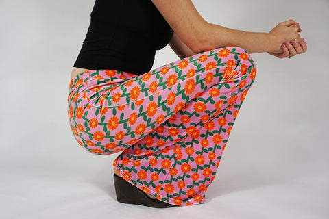 Daisy Chain Flares - Orange and Lilac Velvet  - Pre-Order Only