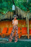 Frida Flora Brown & Pink Wide Leg Flares - Dazey LA & Flare Street Exclusive
