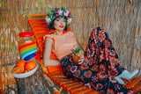 Frida Flora Braun- und Rosa-Schlaghosen mit weitem Bein – exklusiv bei Dazey LA und Flare Street