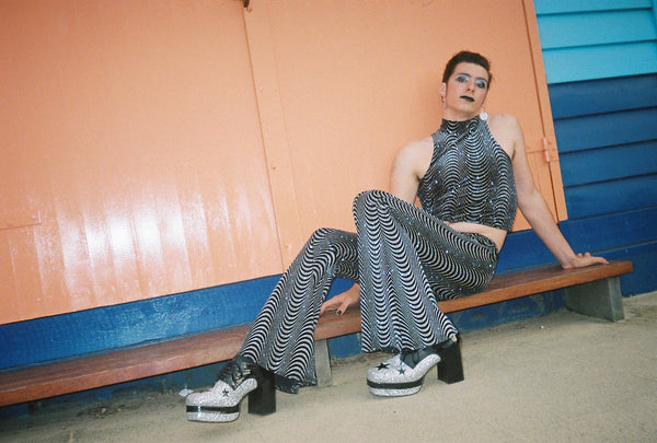 Glitter Swirl Sparkle Velvet Flares