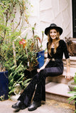 Catsuit Flared in Glitter Infinity Stars & Black Velvet