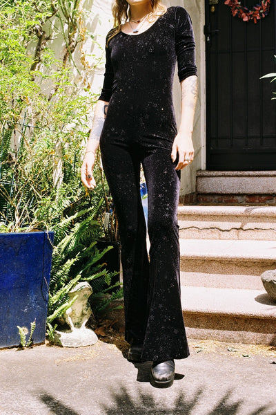 Catsuit Flared in Glitter Infinity Stars & Black Velvet