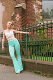 Green Turquoise Velvet Flares