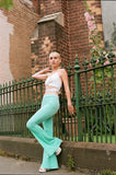 Green Turquoise Velvet Flares