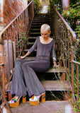Catsuit Flared in Glitter Swirls & Black Velvet