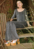 Catsuit Flared in Glitter Swirls & Black Velvet