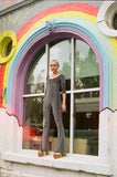 Catsuit Flared in Glitter Swirls & Black Velvet