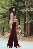 Plain Velvet Flares - Wide Leg Burgundy Plum Wine