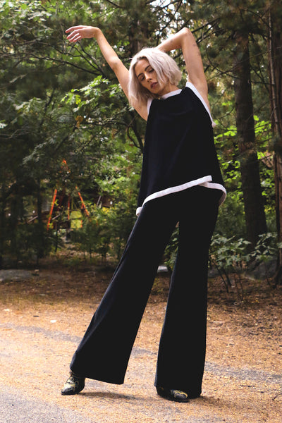 Plain Velvet Flares - Wide Leg Black