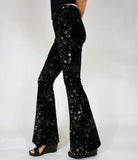 Celestial Silver Glitter Sparkle Velvet Flares