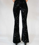 Celestial Silver Glitter Sparkle Velvet Flares