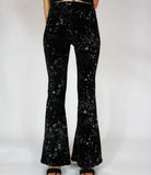 Celestial Silver Glitter Sparkle Velvet Flares