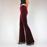 Burgundy Plum Wine Plain Velvet Flares